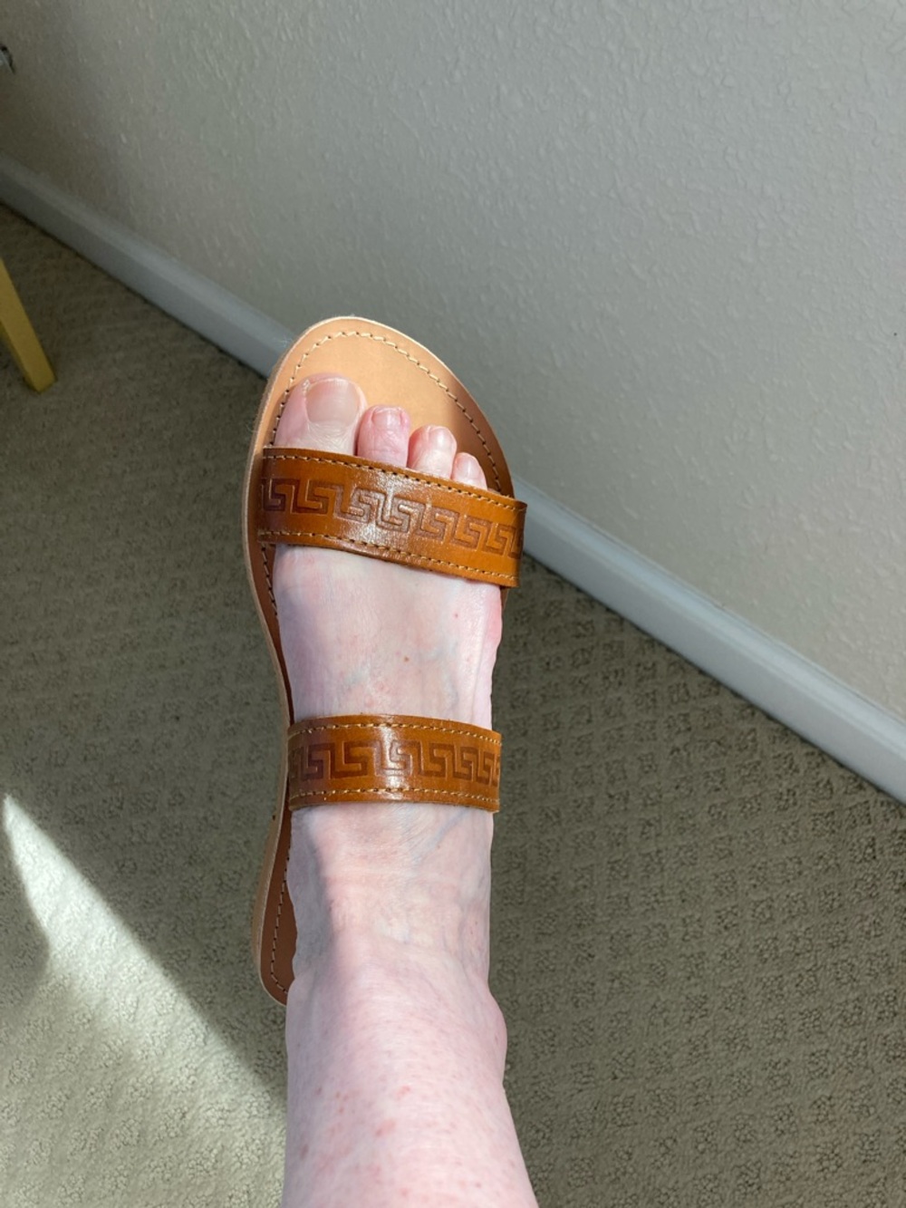 Women's Greek Leather 2 strap slide on sandals NEW - Picture 6 of 8